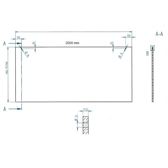 E3128444 Entré/skärmtak skena L 2,5 m för 17,52 glas Design linear ...