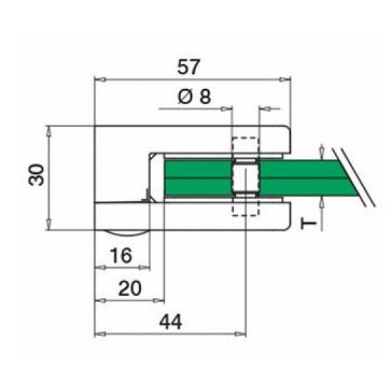 10420000017 Klämfäste plan mod. 42, 57x45x30mm,Zink, Förkromad, med säkerhets bricka   