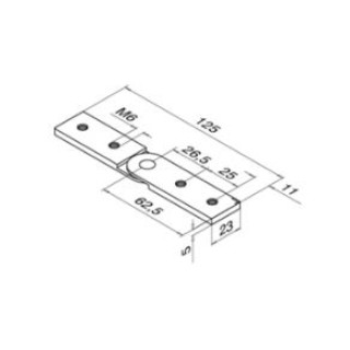 16679100000 Horisontal Pipe connector for glass frames, point bar