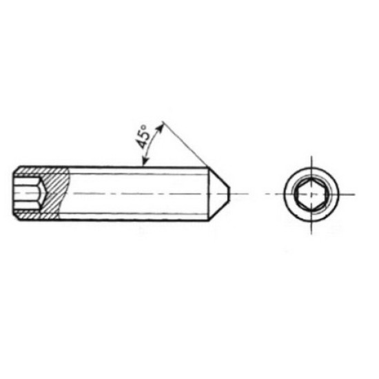 E035316 Stopp skruv Sexkant M5x5mm AISI316 DIN 914