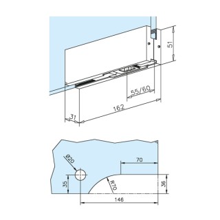 45215200012 Glasgångjärn Nedre Glas Patch Swing Door Golv/Glas till glastjocklek 10-12mm stainl. st. 304