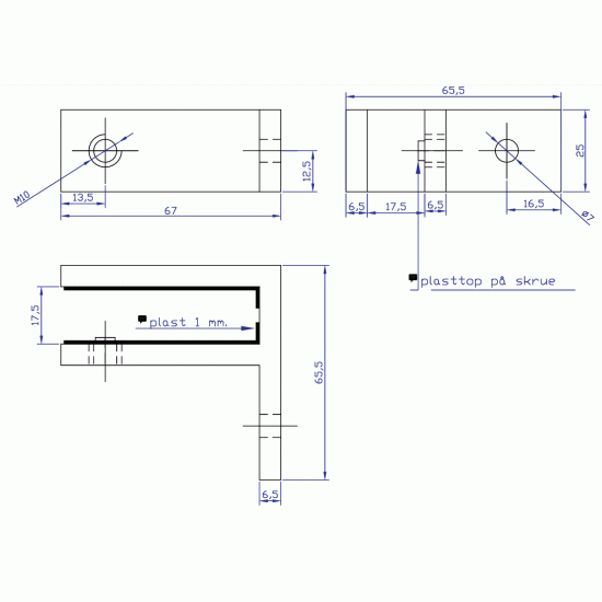 ES6021215  Glas fixering, vägg 12-15 mm glas