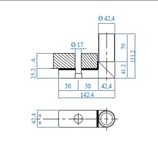 E022710 Stair flange for Ø42,4 post stainless steel 