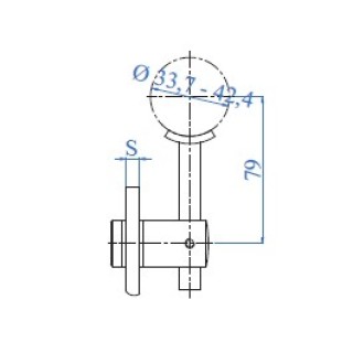 E035200 Handledarkrok Ø33,7-42,4mm AISI303 - Slipad, 8/22mm