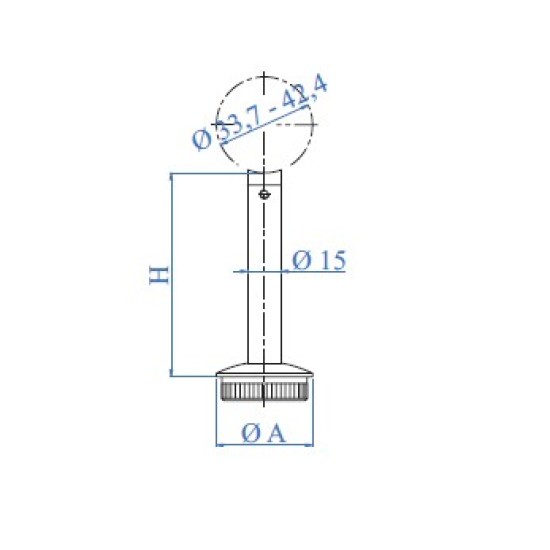 E038510 Ledstångshållare Ø42,4x2 H90mm AISI316 - Slipad Ø33,7-42,4mm