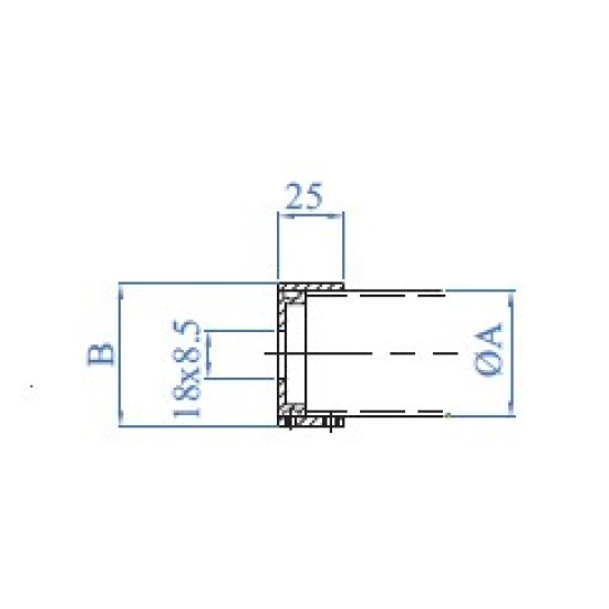 E2070 Väggfäste Ø42,4mm B48,6mm AISI316  - Slipad