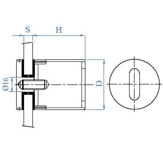 E40910 Glashållare Ø50 H40 8-16,76mm AISI316 - Slipad