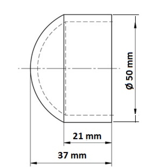 E4262 Ø 50 mm Ändavslut för trähandledare AISI316 - Slipad