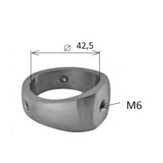 EA0801042 Rörhållare ring  Ø42,4mm med handledarkrok AISI304 - Slipad
