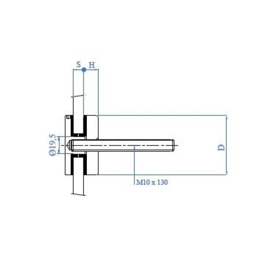 E40940 Punktfäste Ø50 glas 8-18 mm AISI316 - Slipad