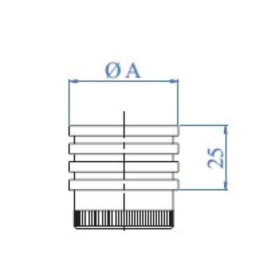 E0119420 Räfflad ändavslut för runda rör Ø42,4x2,0mm