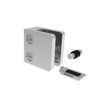 A14230P-000-L  Glasfäste 45x45mm 6,76-10,76 mm AISI316 - Polerad löstagbar säkerhets bottenplatta 