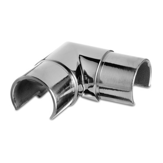 14631304210 Flush elbow 90°, horizontal, 42,4mm, mirror steel AISI 316 satined, for cap rail system