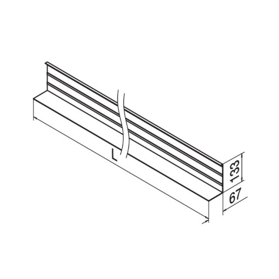 168234-050-18  Täckskena i aluminium, L 5m för sidomontage Easy Glass Smart , borstad aluminium, anodiserad